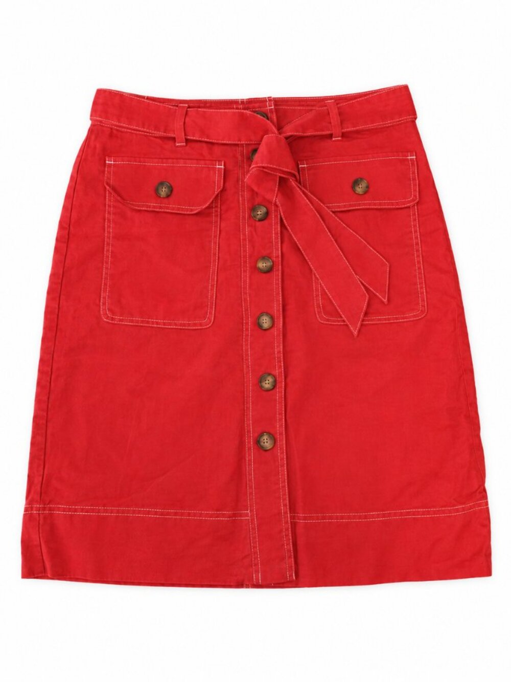 J.Crew Persimmon Linen Blend Button-Front Midi Skirt Size 2